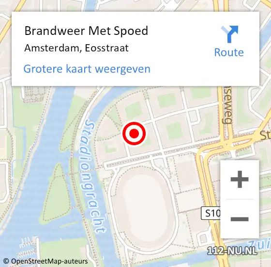 Locatie op kaart van de 112 melding: Brandweer Met Spoed Naar Amsterdam, Eosstraat op 26 april 2024 18:06