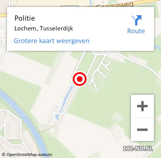 Locatie op kaart van de 112 melding: Politie Lochem, Tusselerdijk op 26 april 2024 19:30