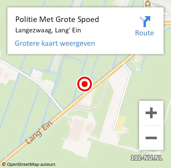 Locatie op kaart van de 112 melding: Politie Met Grote Spoed Naar Langezwaag, Lang' Ein op 26 april 2024 19:38