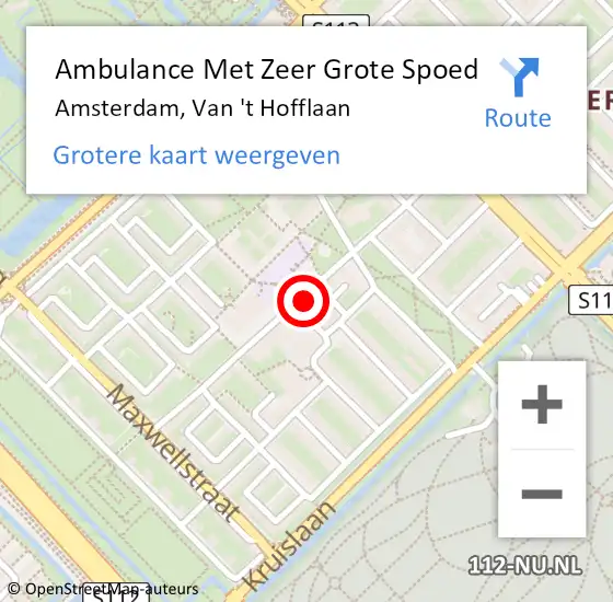 Locatie op kaart van de 112 melding: Ambulance Met Zeer Grote Spoed Naar Amsterdam, Van 't Hofflaan op 26 april 2024 20:31