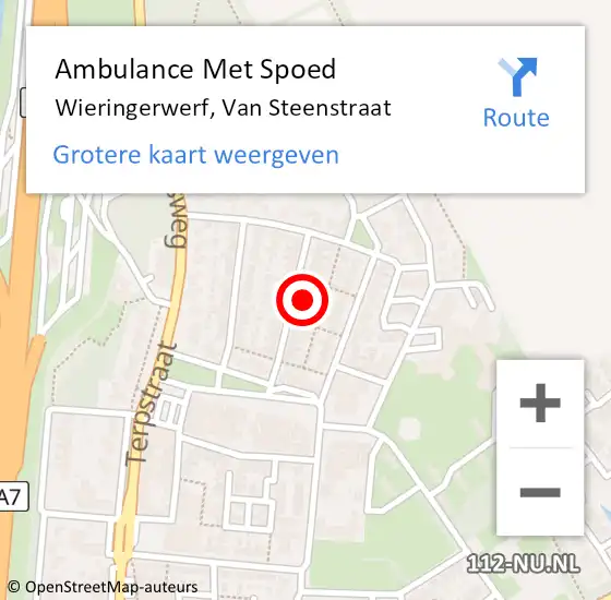 Locatie op kaart van de 112 melding: Ambulance Met Spoed Naar Wieringerwerf, Van Steenstraat op 26 april 2024 20:35