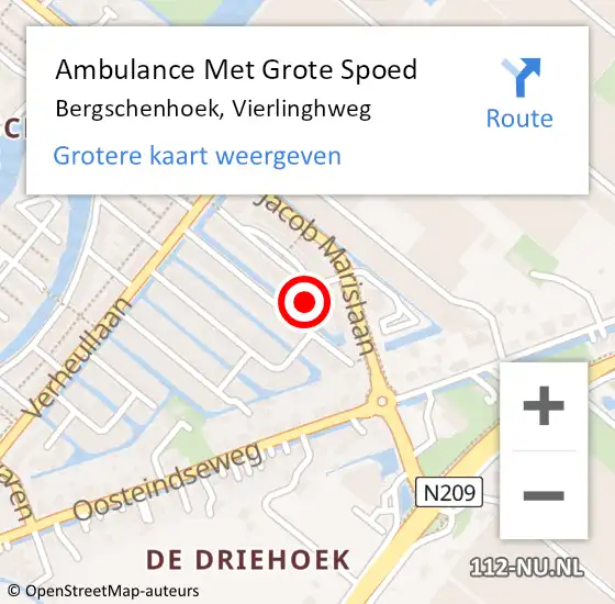 Locatie op kaart van de 112 melding: Ambulance Met Grote Spoed Naar Bergschenhoek, Vierlinghweg op 26 april 2024 20:39