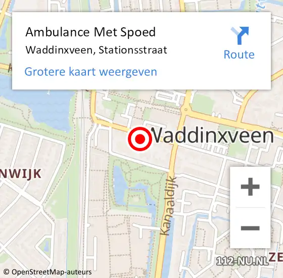 Locatie op kaart van de 112 melding: Ambulance Met Spoed Naar Waddinxveen, Stationsstraat op 26 april 2024 21:06