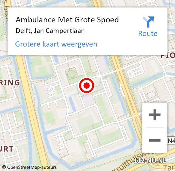 Locatie op kaart van de 112 melding: Ambulance Met Grote Spoed Naar Delft, Jan Campertlaan op 26 april 2024 21:13