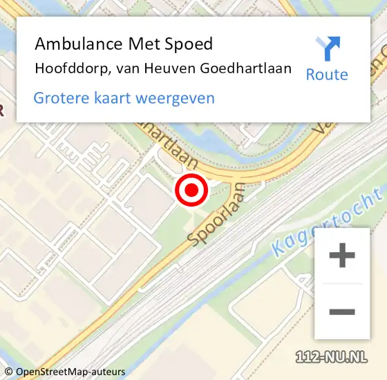 Locatie op kaart van de 112 melding: Ambulance Met Spoed Naar Hoofddorp, van Heuven Goedhartlaan op 26 april 2024 22:24
