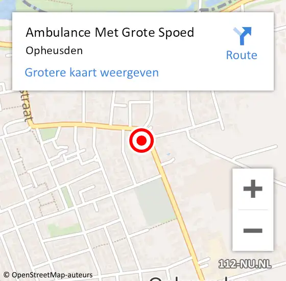 Locatie op kaart van de 112 melding: Ambulance Met Grote Spoed Naar Opheusden op 26 april 2024 23:05