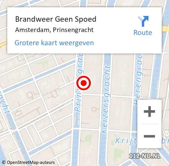 Locatie op kaart van de 112 melding: Brandweer Geen Spoed Naar Amsterdam, Prinsengracht op 26 april 2024 23:47