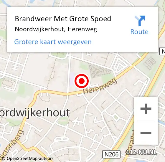 Locatie op kaart van de 112 melding: Brandweer Met Grote Spoed Naar Noordwijkerhout, Herenweg op 27 april 2024 00:00