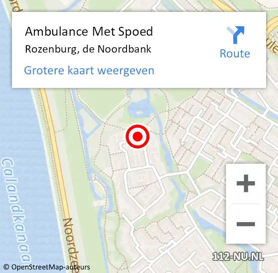 Locatie op kaart van de 112 melding: Ambulance Met Spoed Naar Rozenburg, de Noordbank op 27 april 2024 00:02