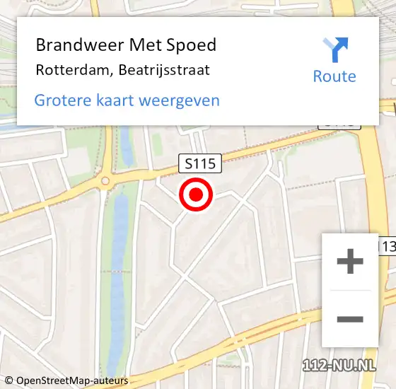 Locatie op kaart van de 112 melding: Brandweer Met Spoed Naar Rotterdam, Beatrijsstraat op 27 april 2024 01:23
