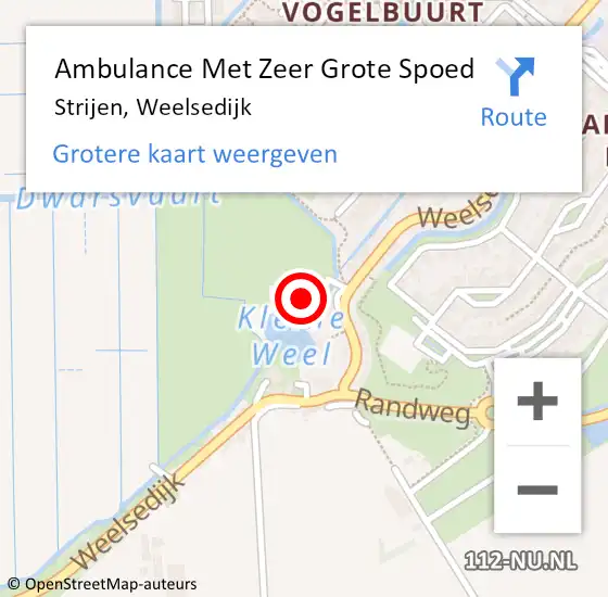 Locatie op kaart van de 112 melding: Ambulance Met Zeer Grote Spoed Naar Strijen, Weelsedijk op 27 april 2024 01:24