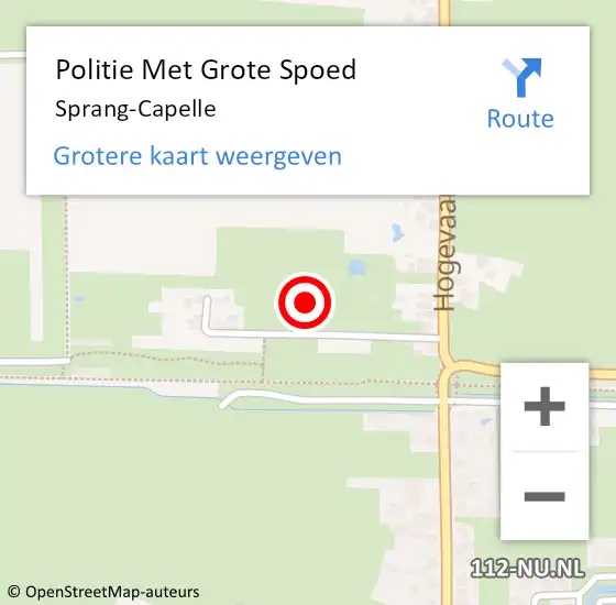 Locatie op kaart van de 112 melding: Politie Met Grote Spoed Naar Sprang-Capelle op 27 april 2024 01:37