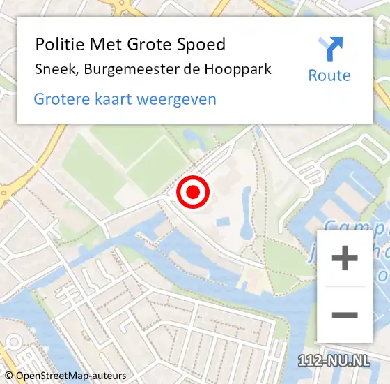 Locatie op kaart van de 112 melding: Politie Met Grote Spoed Naar Sneek, Burgemeester de Hooppark op 27 april 2024 02:23