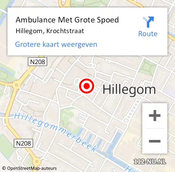 Locatie op kaart van de 112 melding: Ambulance Met Grote Spoed Naar Hillegom, Krochtstraat op 27 april 2024 02:42