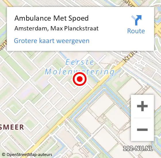 Locatie op kaart van de 112 melding: Ambulance Met Spoed Naar Amsterdam, Max Planckstraat op 27 april 2024 03:07