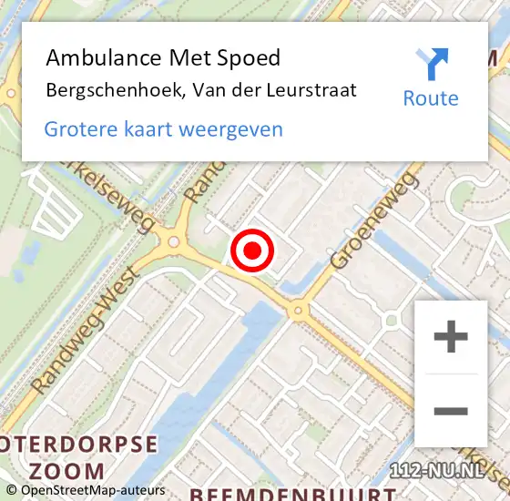 Locatie op kaart van de 112 melding: Ambulance Met Spoed Naar Bergschenhoek, Van der Leurstraat op 27 april 2024 03:22