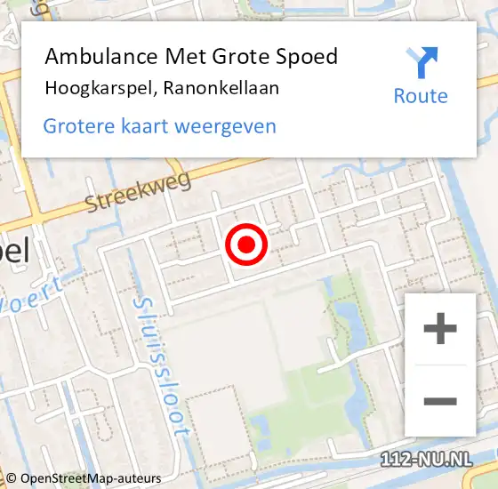 Locatie op kaart van de 112 melding: Ambulance Met Grote Spoed Naar Hoogkarspel, Ranonkellaan op 27 april 2024 03:45