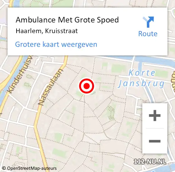 Locatie op kaart van de 112 melding: Ambulance Met Grote Spoed Naar Haarlem, Kruisstraat op 27 april 2024 04:24