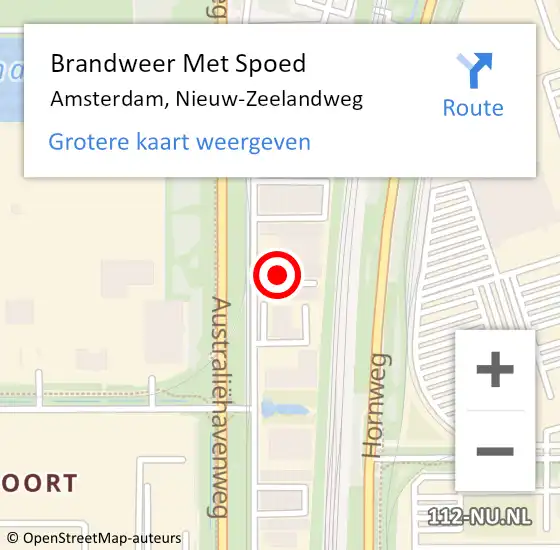 Locatie op kaart van de 112 melding: Brandweer Met Spoed Naar Amsterdam, Nieuw-Zeelandweg op 27 april 2024 04:33