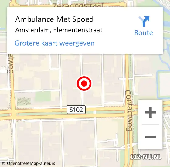 Locatie op kaart van de 112 melding: Ambulance Met Spoed Naar Amsterdam, Elementenstraat op 27 april 2024 05:08
