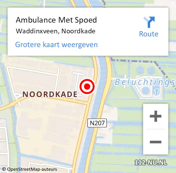 Locatie op kaart van de 112 melding: Ambulance Met Spoed Naar Waddinxveen, Noordkade op 27 april 2024 05:19