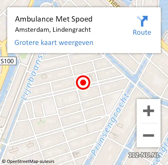 Locatie op kaart van de 112 melding: Ambulance Met Spoed Naar Amsterdam, Lindengracht op 27 april 2024 06:23