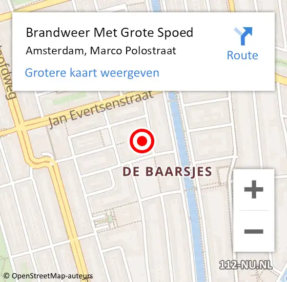 Locatie op kaart van de 112 melding: Brandweer Met Grote Spoed Naar Amsterdam, Marco Polostraat op 27 april 2024 07:05