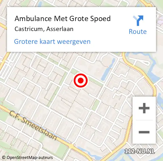 Locatie op kaart van de 112 melding: Ambulance Met Grote Spoed Naar Castricum, Asserlaan op 27 april 2024 07:41