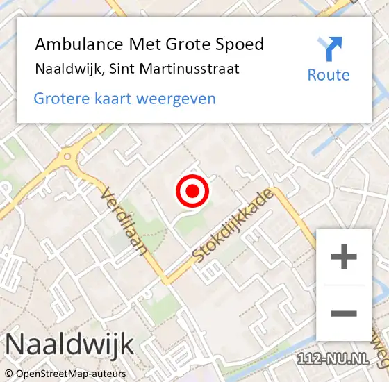 Locatie op kaart van de 112 melding: Ambulance Met Grote Spoed Naar Naaldwijk, Sint Martinusstraat op 27 april 2024 07:43