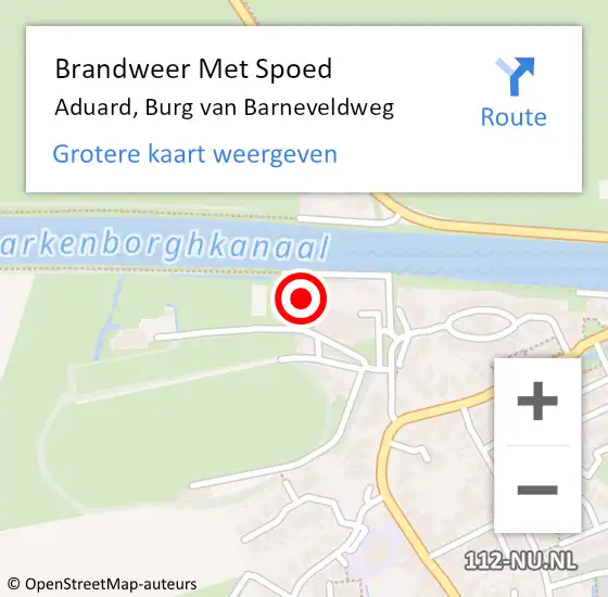 Locatie op kaart van de 112 melding: Brandweer Met Spoed Naar Aduard, Burg van Barneveldweg op 27 april 2024 07:51