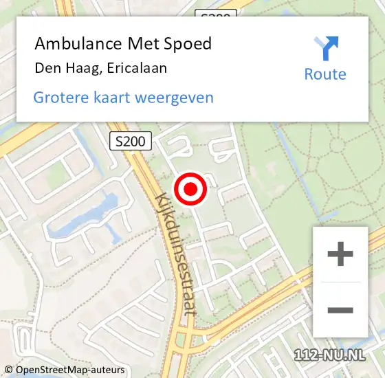 Locatie op kaart van de 112 melding: Ambulance Met Spoed Naar Den Haag, Ericalaan op 27 april 2024 08:15
