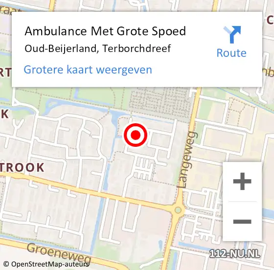 Locatie op kaart van de 112 melding: Ambulance Met Grote Spoed Naar Oud-Beijerland, Terborchdreef op 27 april 2024 08:57