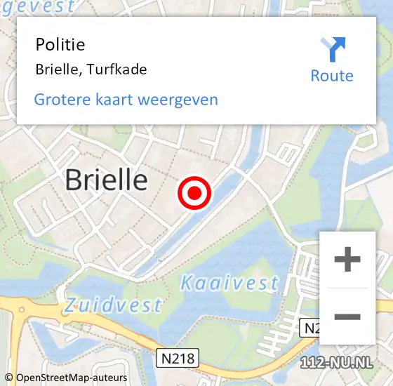 Locatie op kaart van de 112 melding: Politie Brielle, Turfkade op 27 april 2024 09:40