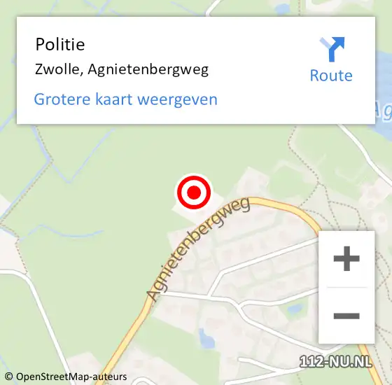 Locatie op kaart van de 112 melding: Politie Zwolle, Agnietenbergweg op 27 april 2024 09:44