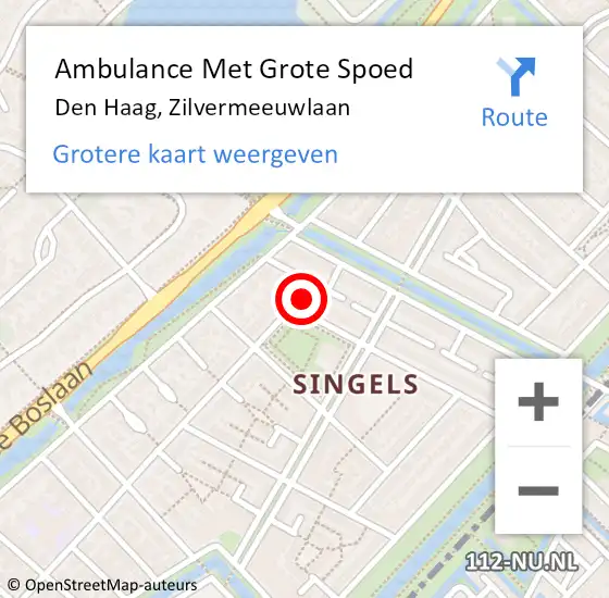 Locatie op kaart van de 112 melding: Ambulance Met Grote Spoed Naar Den Haag, Zilvermeeuwlaan op 27 april 2024 10:20