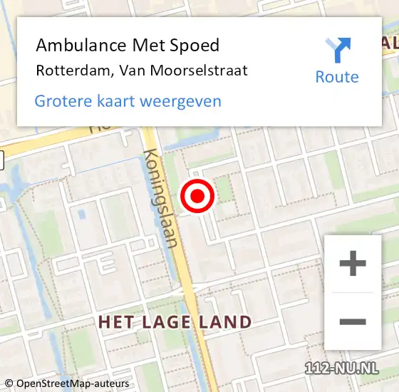 Locatie op kaart van de 112 melding: Ambulance Met Spoed Naar Rotterdam, Van Moorselstraat op 27 april 2024 10:26