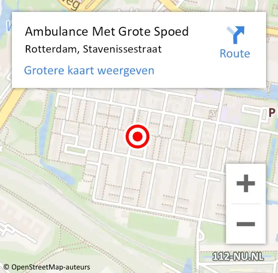 Locatie op kaart van de 112 melding: Ambulance Met Grote Spoed Naar Rotterdam, Stavenissestraat op 27 april 2024 11:13