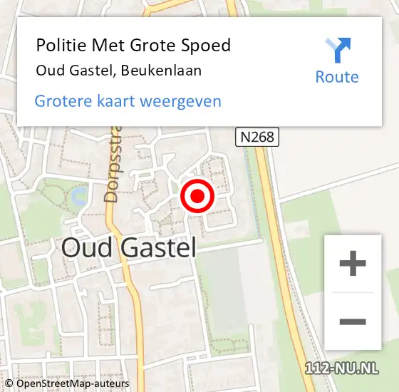 Locatie op kaart van de 112 melding: Politie Met Grote Spoed Naar Oud Gastel, Beukenlaan op 27 april 2024 11:16