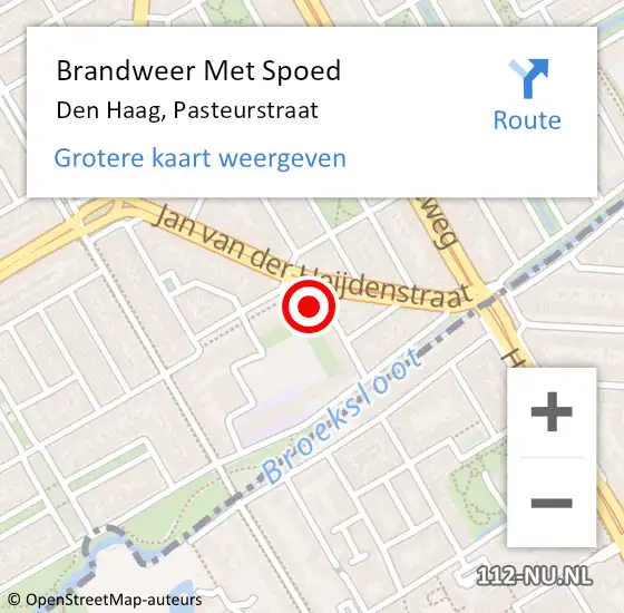 Locatie op kaart van de 112 melding: Brandweer Met Spoed Naar Den Haag, Pasteurstraat op 27 april 2024 11:32