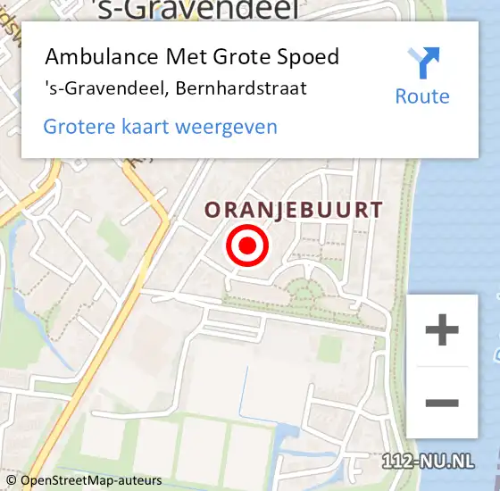 Locatie op kaart van de 112 melding: Ambulance Met Grote Spoed Naar 's-Gravendeel, Bernhardstraat op 27 april 2024 11:38