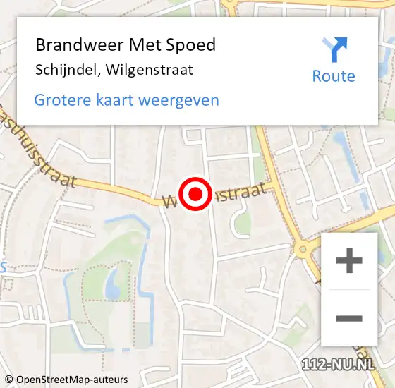 Locatie op kaart van de 112 melding: Brandweer Met Spoed Naar Schijndel, Wilgenstraat op 27 april 2024 13:33