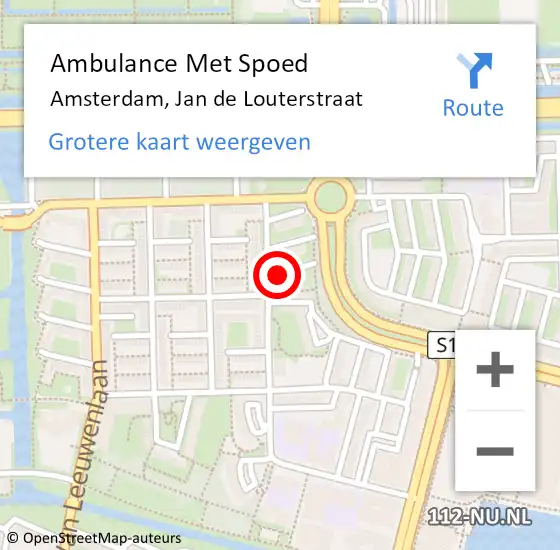 Locatie op kaart van de 112 melding: Ambulance Met Spoed Naar Amsterdam, Jan de Louterstraat op 27 april 2024 13:44