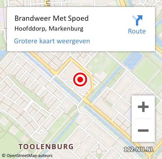 Locatie op kaart van de 112 melding: Brandweer Met Spoed Naar Hoofddorp, Markenburg op 27 april 2024 14:30