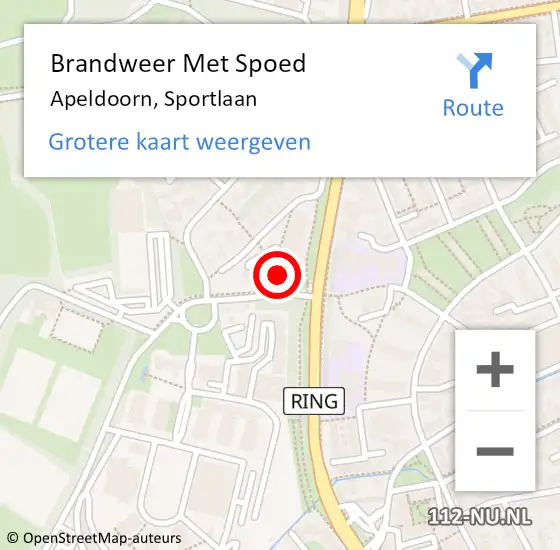 Locatie op kaart van de 112 melding: Brandweer Met Spoed Naar Apeldoorn, Sportlaan op 27 april 2024 14:43