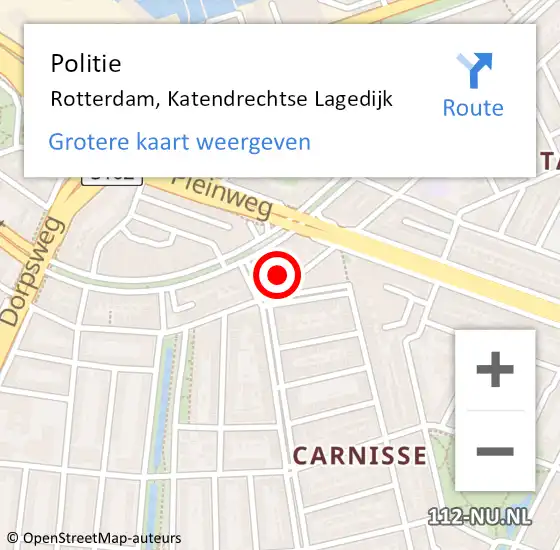 Locatie op kaart van de 112 melding: Politie Rotterdam, Katendrechtse Lagedijk op 27 april 2024 14:47