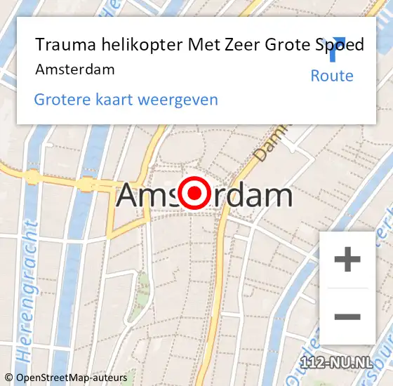 Locatie op kaart van de 112 melding: Trauma helikopter Met Zeer Grote Spoed Naar Amsterdam op 27 april 2024 21:14