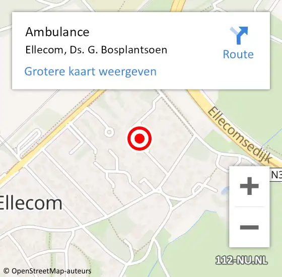 Locatie op kaart van de 112 melding: Ambulance Ellecom, Ds. G. Bosplantsoen op 3 oktober 2014 23:03