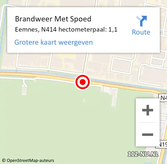Locatie op kaart van de 112 melding: Brandweer Met Spoed Naar Eemnes, N414 hectometerpaal: 1,1 op 4 oktober 2014 08:25