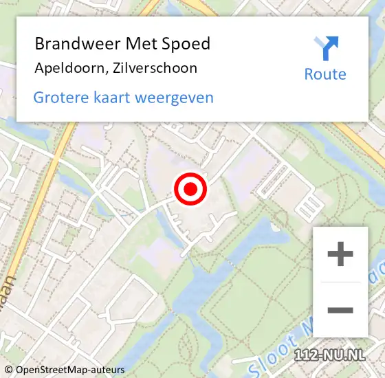 Locatie op kaart van de 112 melding: Brandweer Met Spoed Naar Apeldoorn, Zilverschoon op 4 oktober 2014 22:48