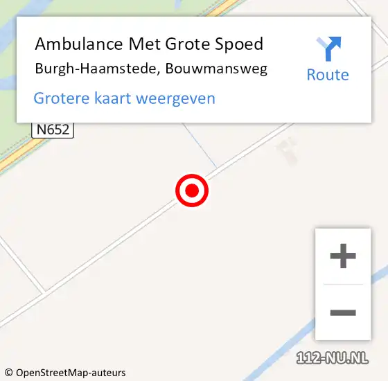 Locatie op kaart van de 112 melding: Ambulance Met Grote Spoed Naar Burgh-Haamstede, Bouwmansweg op 4 oktober 2014 23:56